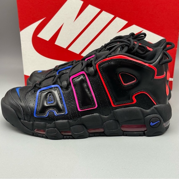 Nike Air More Uptempo Electric Black Red Men’s Shoes Retro New - Picture 6 of 14